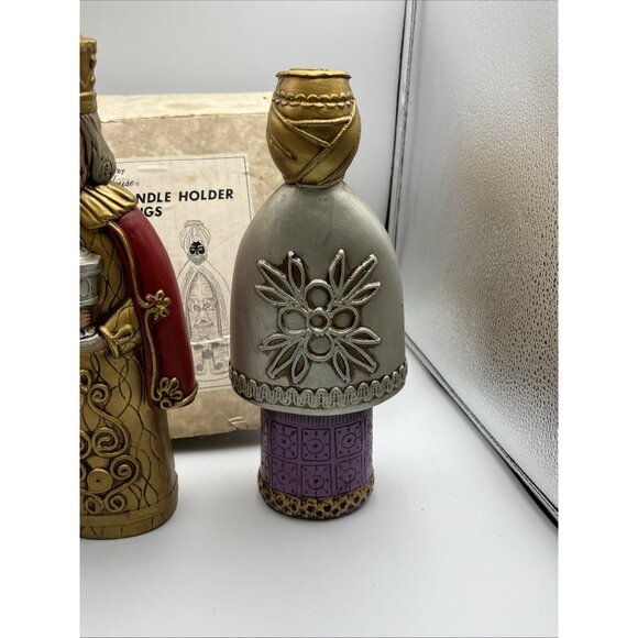 Vintage Creations by Manor House 11" Papier Mache Candle Holders Three Kings 3 - Picture 12 of 16